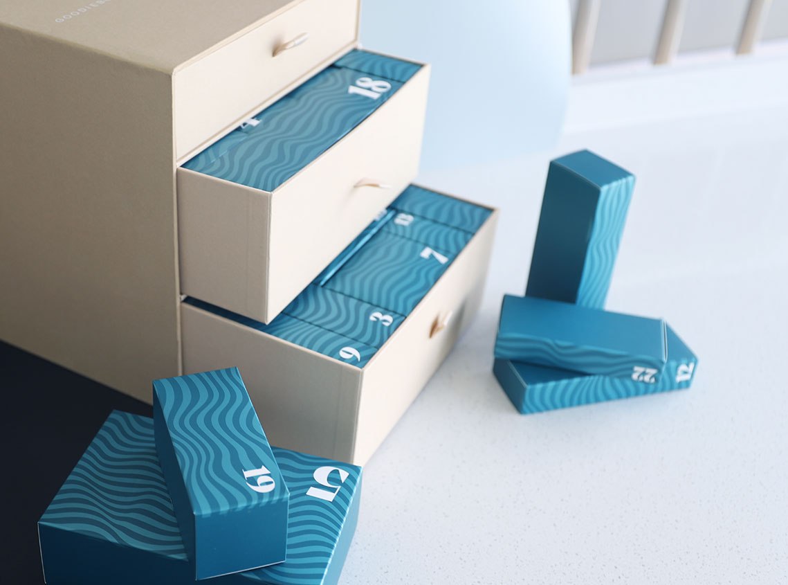 Gift wrap calendar box with drawer design and printing
